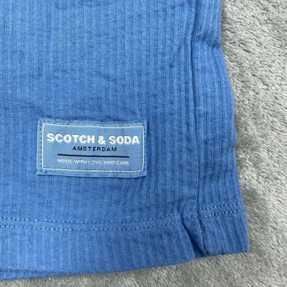 Scotch & Soda Amsterdam Blue Ribbed Cotton Crewneck T-Shirt M 6861 - Picture 2 of 8